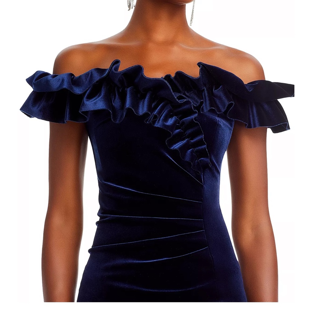 Aqua Velvet Ruffle Dress - Picture 4 of 7